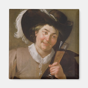 Portrait of a Man Holding a Wine Glass Magnet