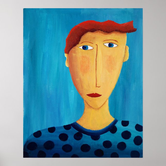 Portrait Of A Man Painting Modern Art Print (Front)