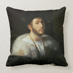 Portrait of a man, possibly Cesare Borgia (1476-15 Throw Pillow