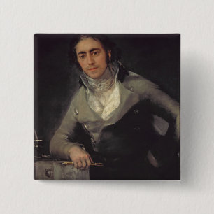Portrait of a man presumed to be Don Evaristo Pere 2 Inch Square Button