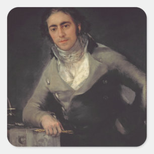 Portrait of a man presumed to be Don Evaristo Pere Square Sticker