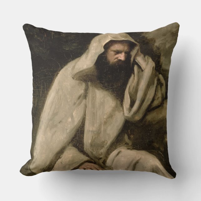 Portrait of a Monk, c.1840-45 (oil on canvas) Throw Pillow (Front)