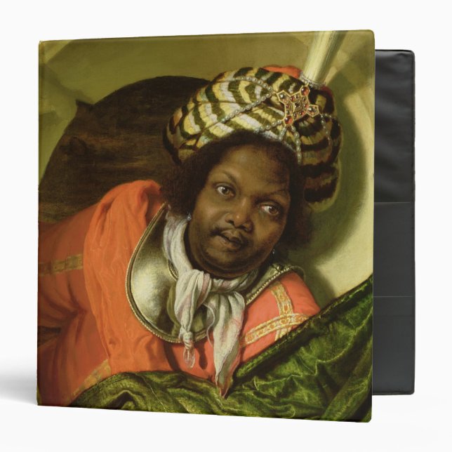 Portrait of a Moor holding a flag at a window Binder (Front/Inside)
