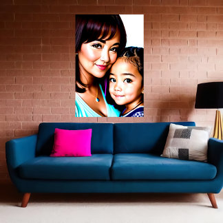 Portrait of a Mother and daughter | AI Art Poster