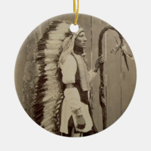 Portrait of a Native American from 'Buffalo Bill's Ceramic Ornament