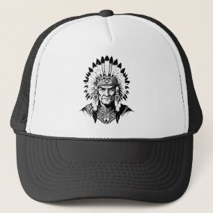 Portrait of a Native American old Chief Trucker Hat