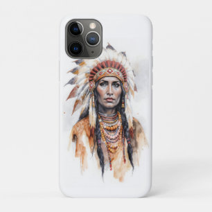Portrait of a native American woman watercolor pai iPhone 11 Pro Case
