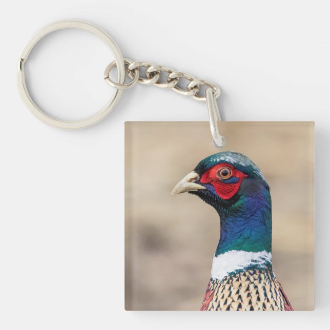 Portrait of a pheasant keychain (Front)
