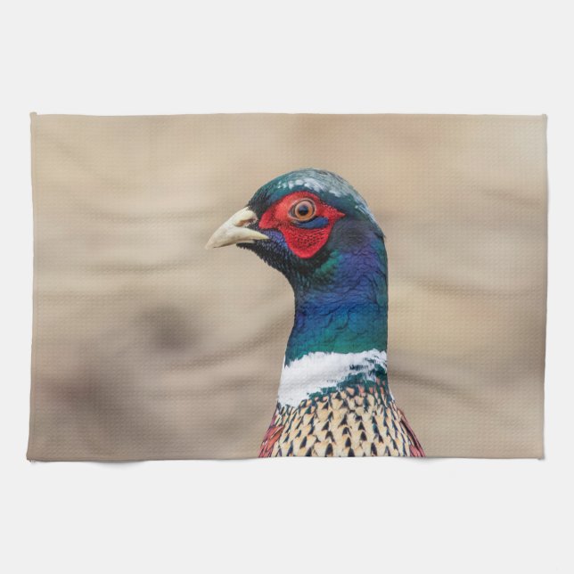 Portrait of a pheasant kitchen towel (Horizontal)