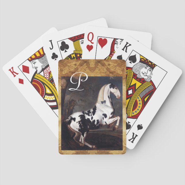 Portrait of a Piebald Horse Parchment Monogram Playing Cards (Back)