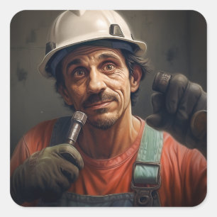 Portrait of a Plumber Square Sticker
