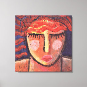 Portrait of a Red Head Abstract Acrylic Painting Canvas Print