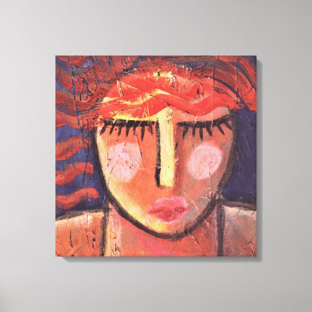 Portrait of a Red Head Abstract Acrylic Painting Canvas Print (Front)