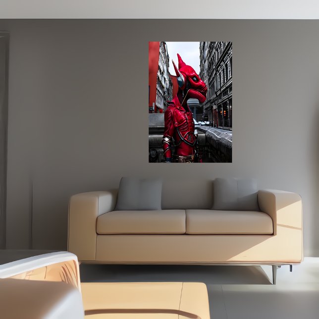 Portrait of a red Reptilian alien | AI Art  Poster (Creator Uploaded)