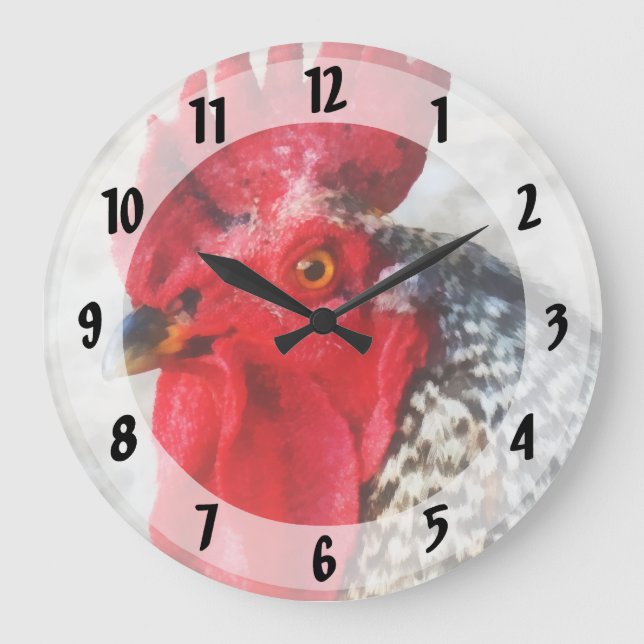 Portrait of a Rooster Large Clock (Front)