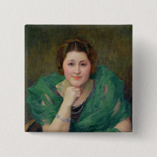 Portrait of a Russian Woman with a Green Scarf 2 Inch Square Button