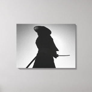 Portrait of a Samurai warrior holding a sword Canvas Print