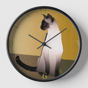 Portrait of a Seal Point Siamese Cat Clock