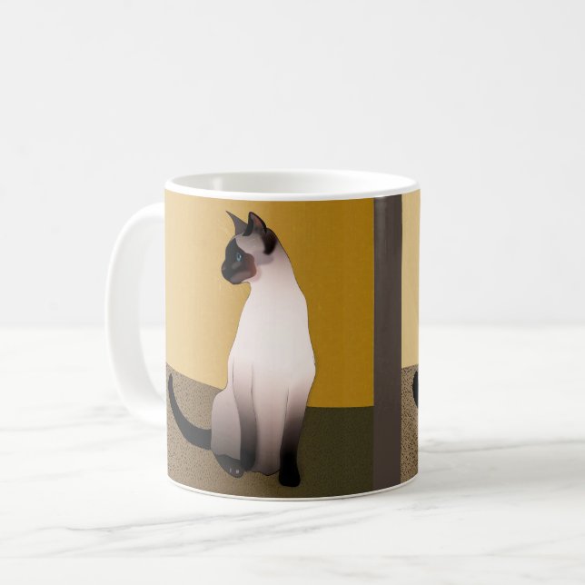 Portrait of a Seal Point Siamese Cat Coffee Mug (Front Left)