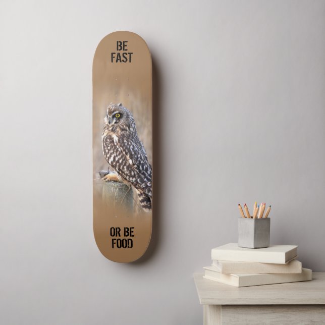 Portrait of a Short-Eared Owl in the Marshes Skateboard (Wall Art)