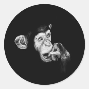 Portrait of a thinker Chimpanzee Classic Round Sticker