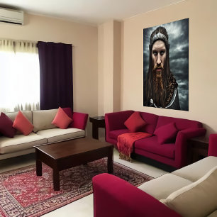 Portrait of a viking with a beard   AI Art  Poster