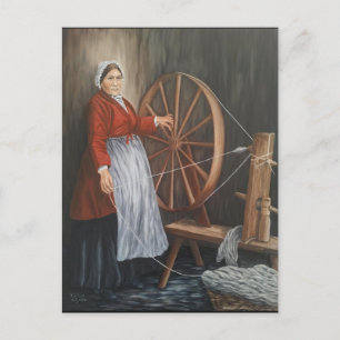 'Portrait of A Welsh Lady Spinning Wool' Postcard