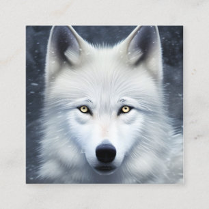 Portrait of a White Wolf on a Hill Cinematic 4K Square Business Card