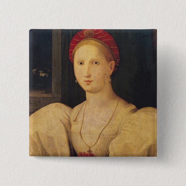 Portrait of a Woman 2 Inch Square Button (Front)