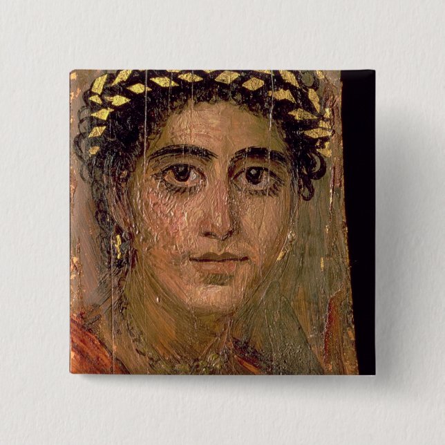 Portrait of a Woman, from Fayum, Romano-Egyptian, 2 Inch Square Button (Front)