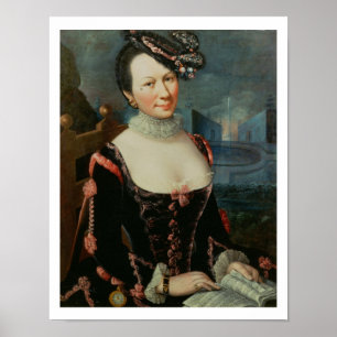 Portrait of a Woman Holding a Musical Score Poster