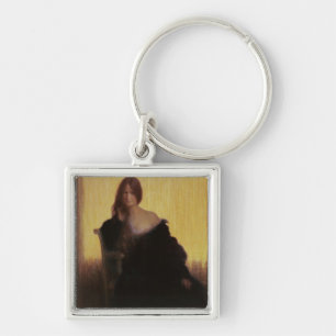 Portrait of a Woman (pastel on paper) Keychain