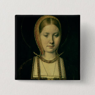 Portrait of a woman, possibly Catherine of Aragon 2 Inch Square Button