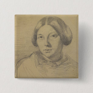 Portrait of a woman, possibly George Sand (1804-76 2 Inch Square Button