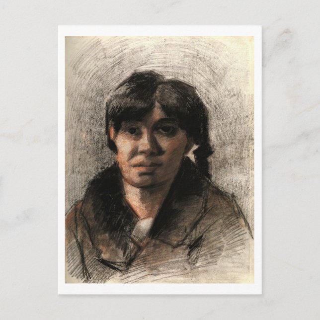 Portrait of a Woman, Van Gogh Fine Art Painting Postcard (Front)