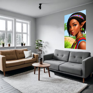 Portrait of a women elf human hybrid AI Art Poster