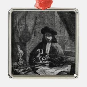 Portrait of a Young Artist, engraved by Metal Ornament