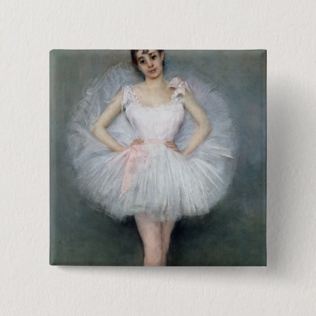 Portrait of a Young Ballerina 2 Inch Square Button (Front)