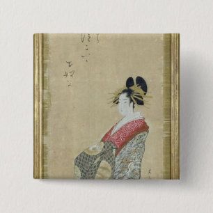 Portrait of a young courtesan 2 inch square button