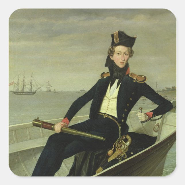 Portrait of a Young Danish Naval Officer, 1841 Square Sticker (Front)