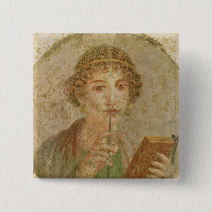 Portrait of a young girl 2 inch square button