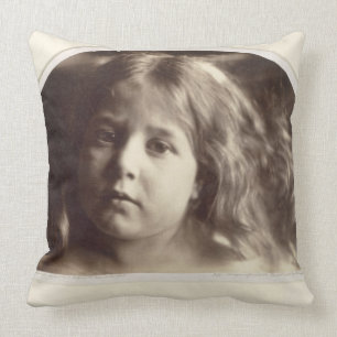 Portrait of a Young Girl (albumen print from a col Throw Pillow