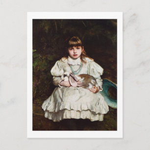 Portrait of a Young Girl Holding a Pet Rabbit Postcard