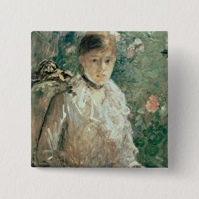 Portrait of a Young Lady 2 Inch Square Button (Front)