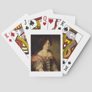 Portrait of a young lady playing cards