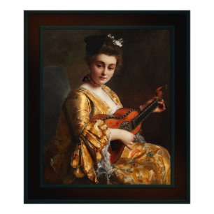 Portrait Of A Young Lady Playing Guitar by Gustave Photo Print