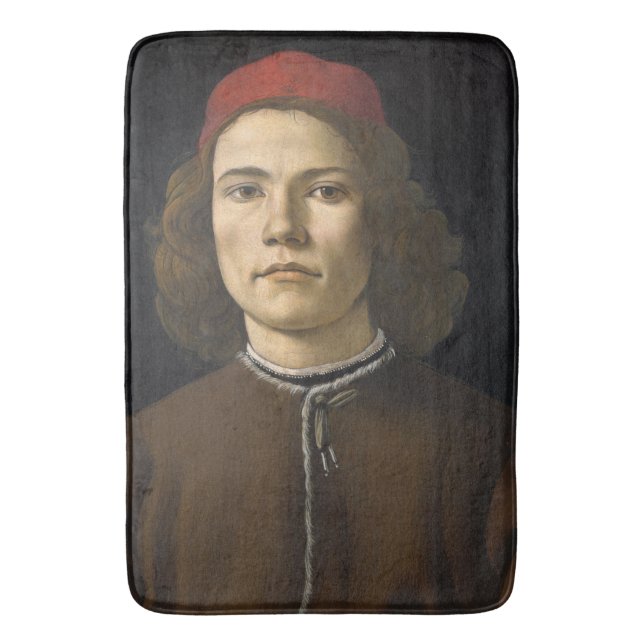 Portrait of a Young Man (by Sandro Botticelli) Bath Mat (Front Vertical)