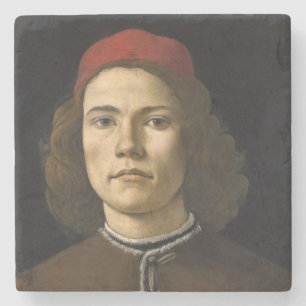 Portrait of a Young Man (by Sandro Botticelli) Stone Coaster