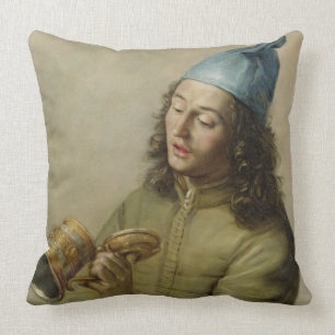 Portrait of a Young Man Holding a German Gilt Tank Throw Pillow