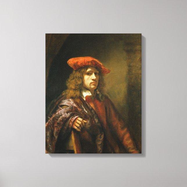 Portrait of a young man in a red cap canvas print (Front)